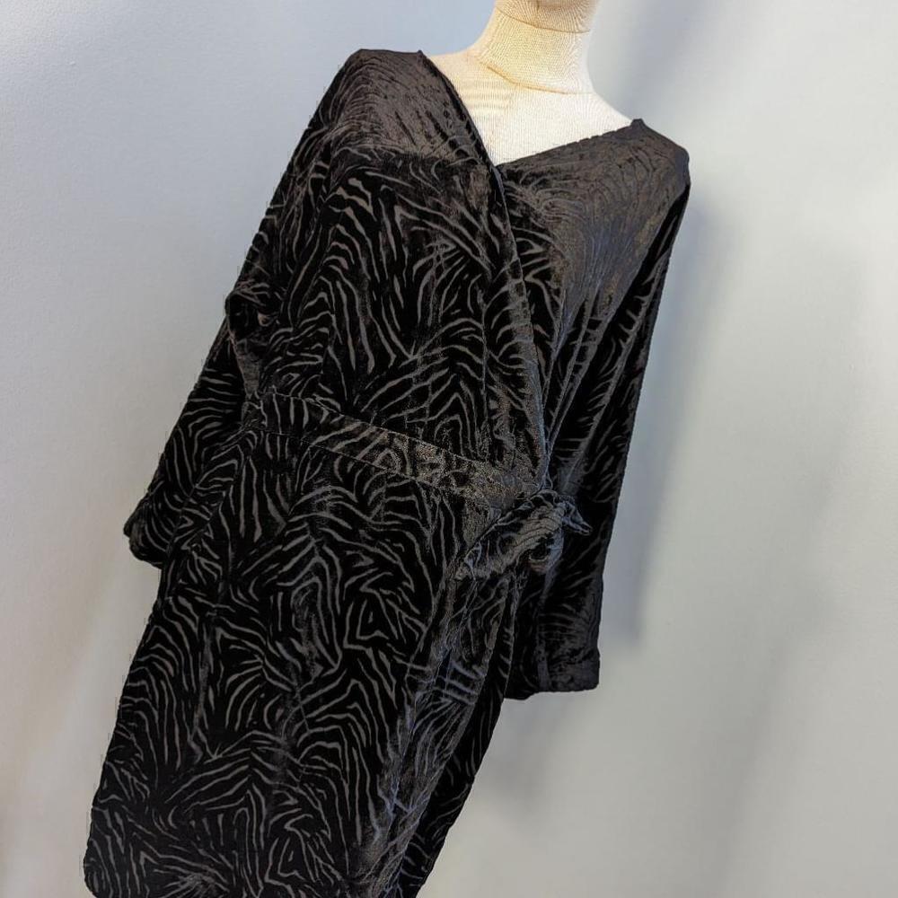 Paris Atelier & Other Stories Black Devore Zebra Print Wrap Dress Size 10